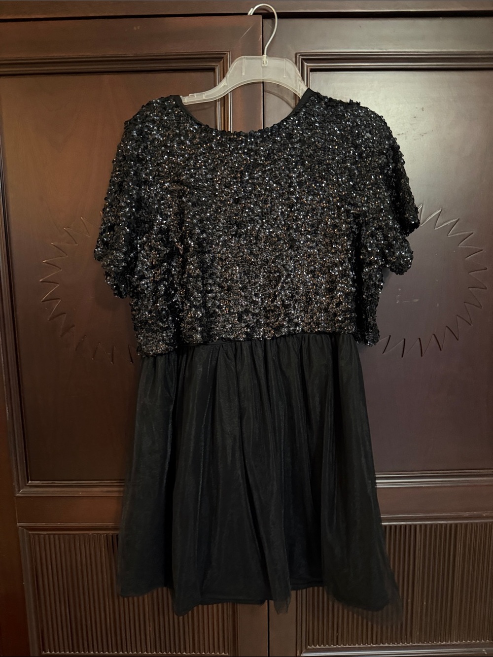Black Sequins Tulle Cocktail Party New Years Holiday Dress Size XL
